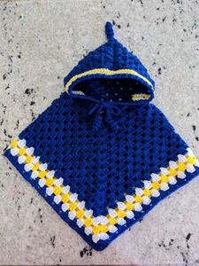 Cute Blue Crochet Poncho