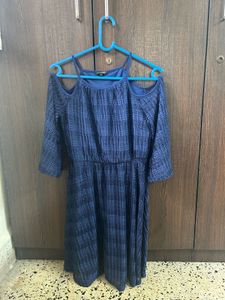 Navy Blue Cold Shoulder Dress