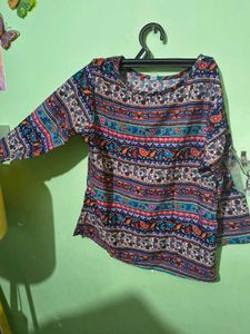 Colorful Boho Striped 3/4 Sleeve Top