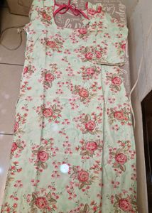 pure fabric Beautiful Floral Print Kurta Set