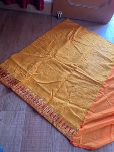 Elegant Orange Embroidered Saree