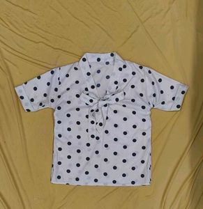 Polka Dot Tie-Neck Top