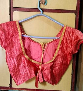 Red Checked Sari Blouse