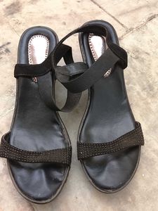 Chic Black Embellished Heel Sandals