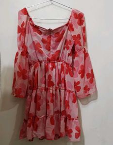 Flowy Pink Floral Mini Dress