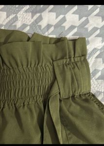 Olive Green Paperbag Waist Pants