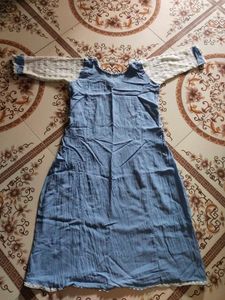 Elegant Sky Blue Lace-Work Cotton Suit Set