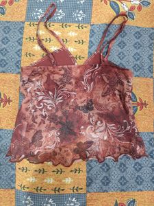 Sheer Floral Print Cami Top