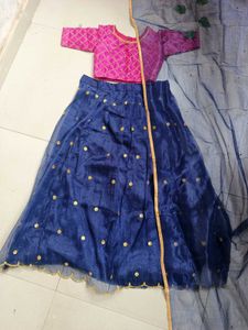 Elegant Blue Lehenga Choli Set with stitched blous