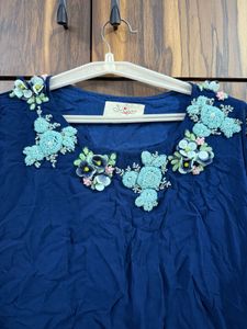 Embroidered Blue Indo western dress