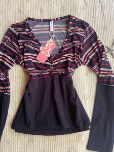 y2k stripped fitted top