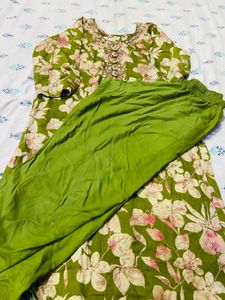 Green Floral Kurta Set with Dupatta