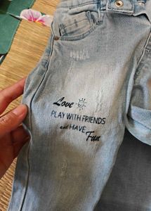 Cute Distressed Jeans with Fun Print