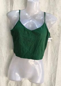 Stylish Green Ribbed Crop Top