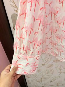 Vero Moda Pink Flamingo Print Button-Up Shirt