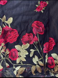 negotiable/Black Mesh Rose Embroidered Dress