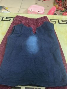 Kids "Happy" Denim Top &amp; Burgundy Pants Set