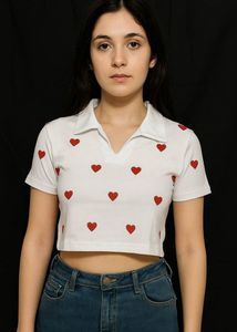 Heart Print Crop Top