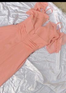 Elegant Peach Off-Shoulder Maxi Dress