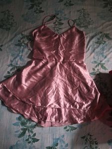 Elegant Pink Satin Party Dress fit upto 34-36