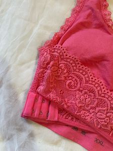Pink Lace Trim Comfort Bra