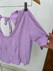 Lavender V-Neck Knit Top