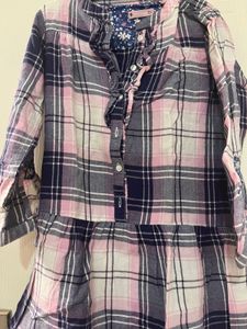 Checker pattern Shirt Dress By Coolclub