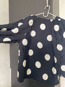 H&amp;M Black Polka Dot Button-Down Top