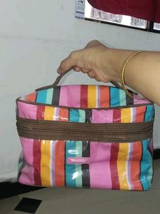 Striped Cosmetic Pouch