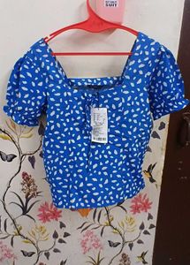 Small Size  Blue Crop Top