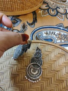 Oxidized Silver Jhumka Earrings