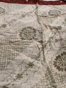 pure cotton Cream &amp; Gold Floral Print Saree