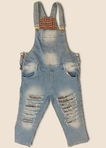 Ripped Denim Overalls