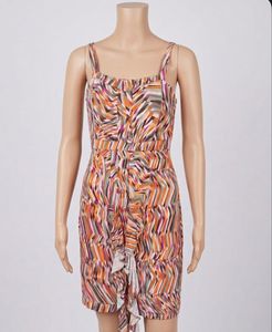 Retro Abstract Print Ruffle Mini Dress
