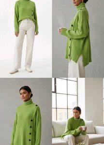 Stylish Green Button-Down Sweater
