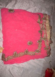 Stunning Pink Embroidered Saree