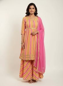 Multi Striped Printed Sharara Suit for 36 Bust