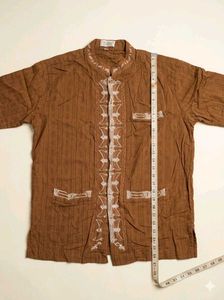 embroidered front open shirt