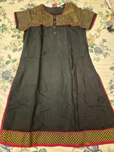 Black silk kurta