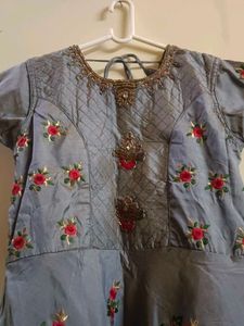 Grey Embroidered Gown