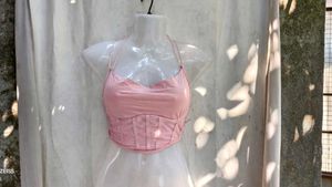211110. Pink Corset Style Halter Top
