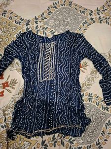 Stylish Blue Bandhani Kurta
