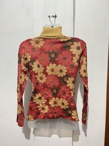 Vintage Floral Turtleneck Sweater
