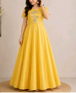 floor touch yellow gown