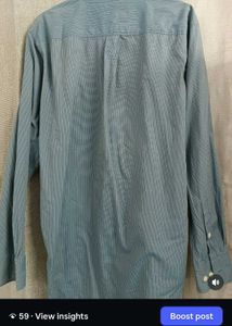 Men's Striped Band Collar Shirt