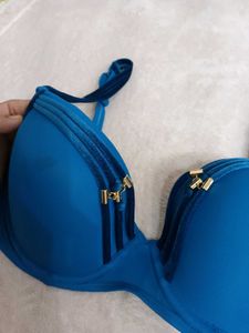 Teal Push-Up Bra with Velvet Trim