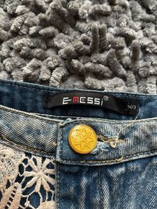 Denim Shorts with Lace Detail