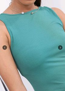Teal Ribbed Sleeveless Midi Dress