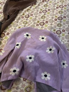 Cute Purple Floral Cardigan