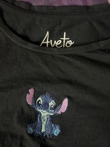 Cute Stitch Embroidered Long Sleeve Top